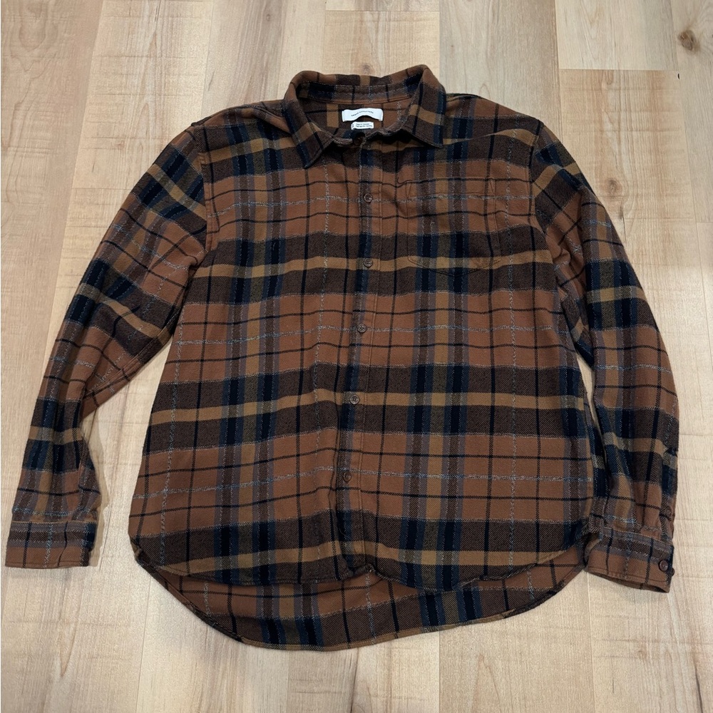 Urban Outfitters Men’s XL Brown & Black Plaid Flannel Button Down Shirt